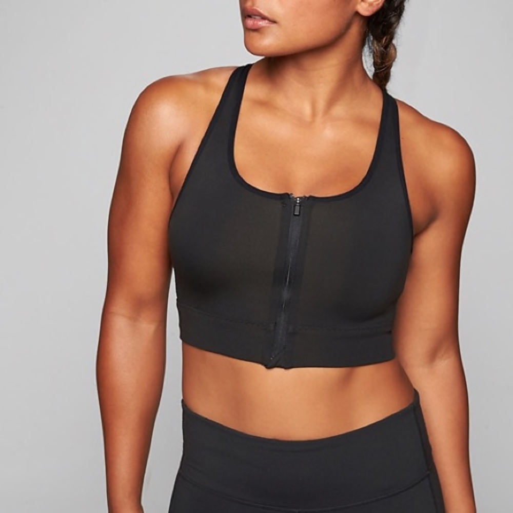 ATHLETA Front Zip Stealth Bra EXTRA SMALL (XS) Black